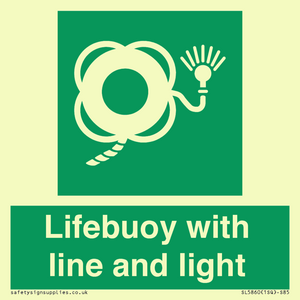 Lifebuoy with line and light